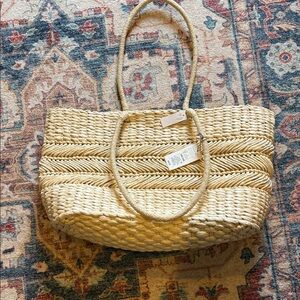 a new day Cream Woven Tote Bag